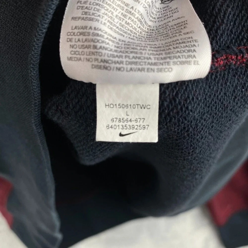 Nike Hoodie Mens Large Red French Terry Shoebox Pullover Hooded Sweatshirt AW77 - Picture 7 of 11